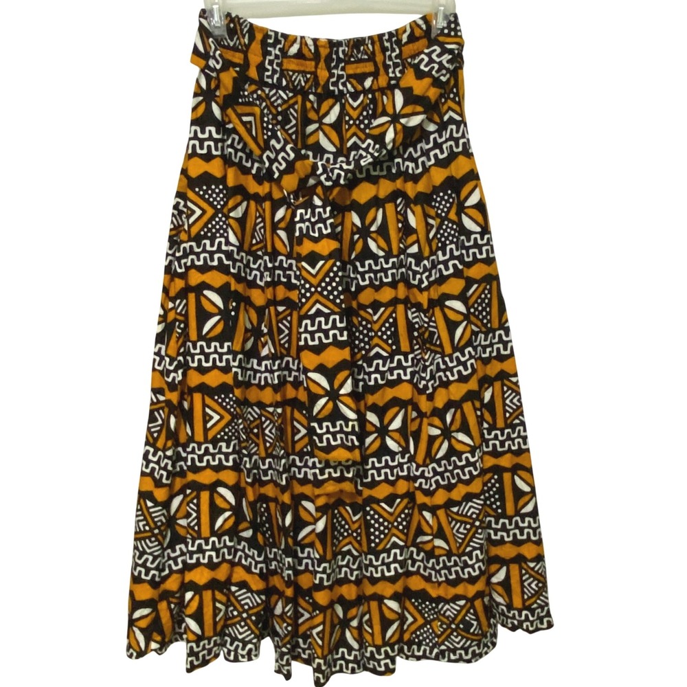 African Stars Flowy Maxi Skirt OS Boho Festival Ethnic Print Travel Costume